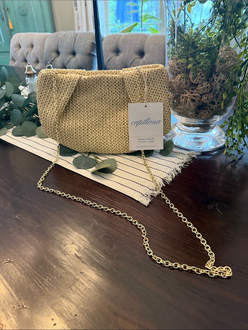 NWT Capittana Straw Clutch Crossbody Bag in Natural